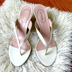 SarJessica Parker Sandals, wedge, white, size 38.5